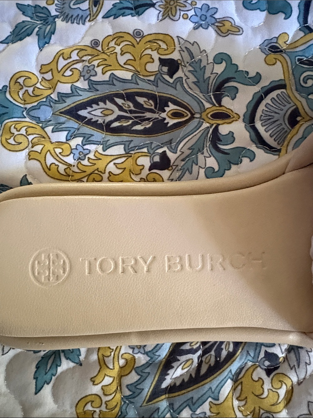 Tory Burch Cream Leather Logo Slide Mules - Picture 3 of 6